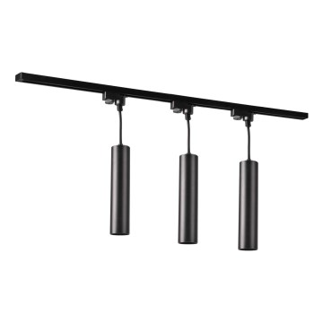 Ljuskrona på rem för skensystem MARIBEL 3xGU10/10W/230V + 1 m skena system svart