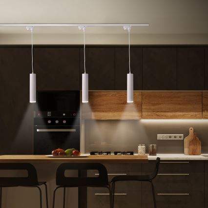Ljuskrona på rem för skensystem PARIS 3xGU10/10W/230V + 1 m skena system vit