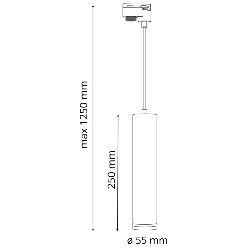 Ljuskrona på rem för skensystem PARIS 3xGU10/10W/230V + 1 m skena system vit