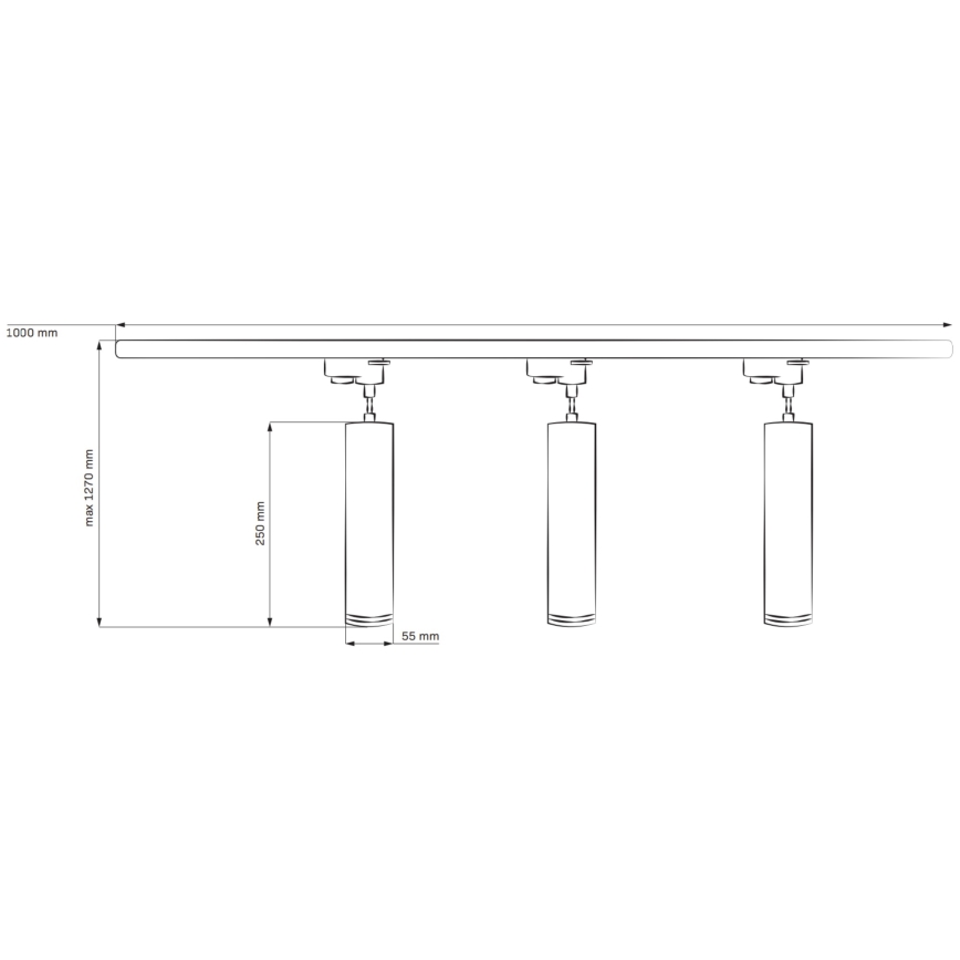 Ljuskrona på rem för skensystem PARIS 3xGU10/10W/230V + 1 m skena system vit
