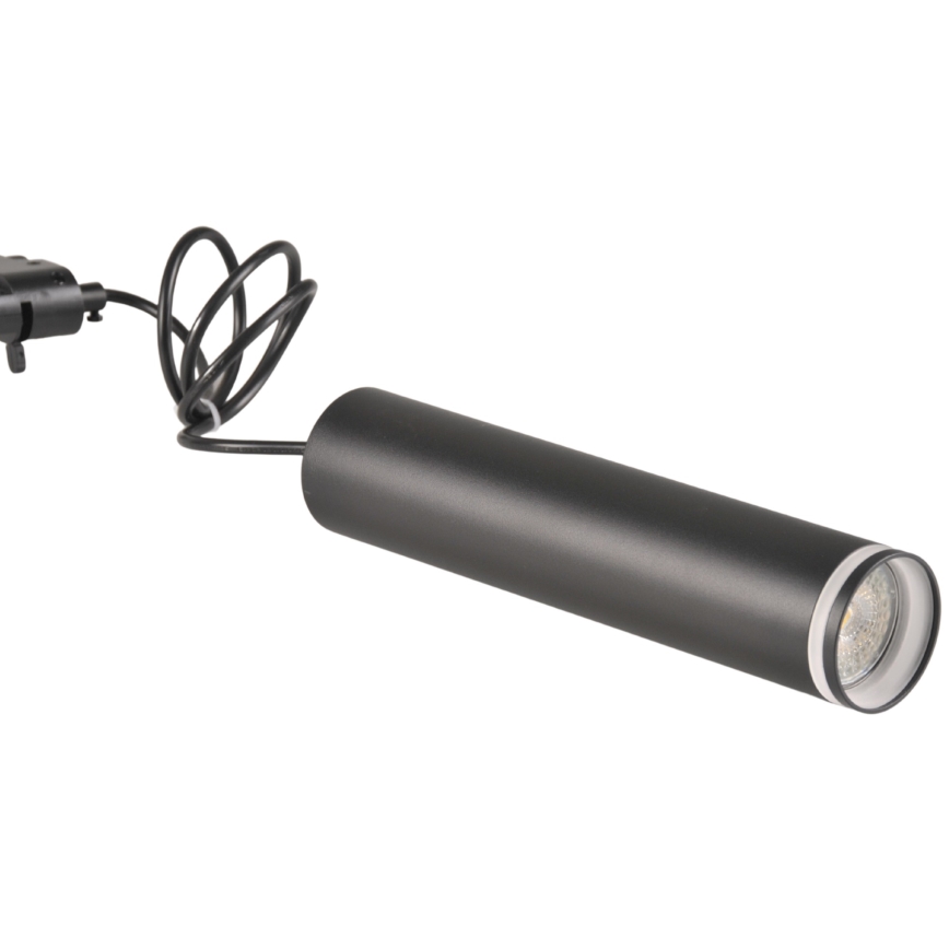 Ljuskrona på rem för skensystem PARIS 3xGU10/10W/230V + 1 m skena system svart