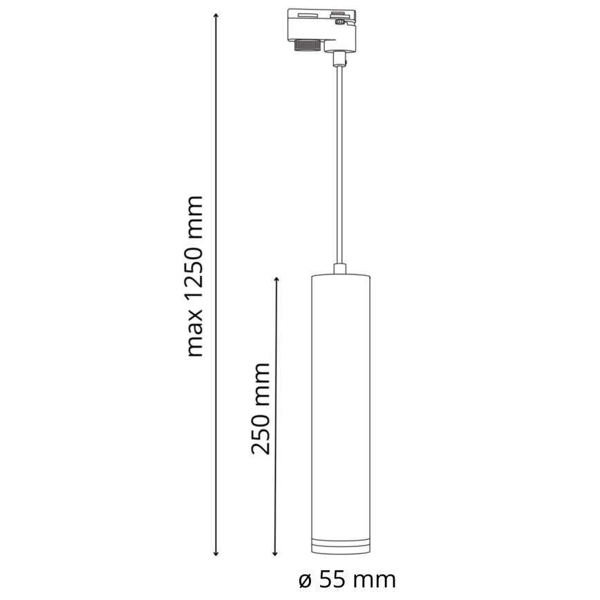 Ljuskrona på rem för skensystem PARIS 3xGU10/10W/230V + 1 m skena system svart