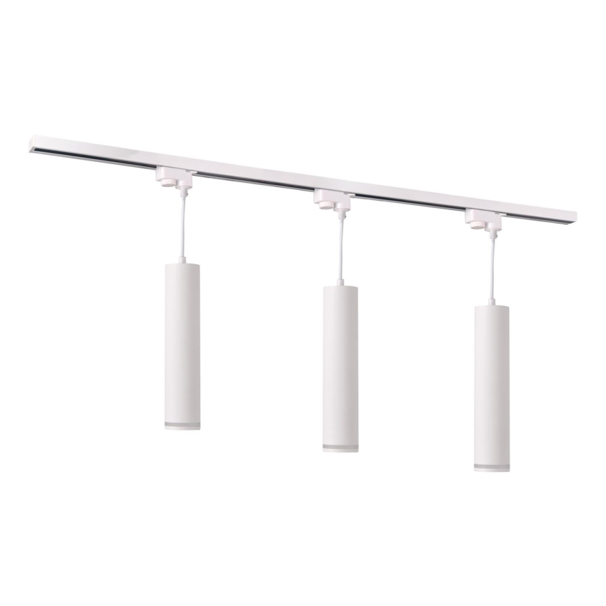 Ljuskrona på rem för skensystem PARIS 3xGU10/10W/230V + 1 m skena system vit