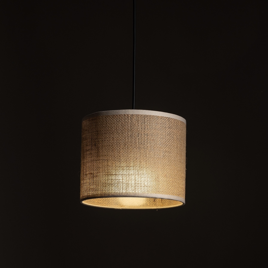 Ljuskrona med textilsladd för 1-fas skensystem TRACER 1xE27/15W/230V diameter 20 cm svart/brun