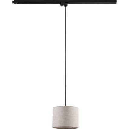 Ljuskrona med textilsladd för 1-fas skensystem TRACER 1xE27/15W/230V diameter 20 cm svart/grå