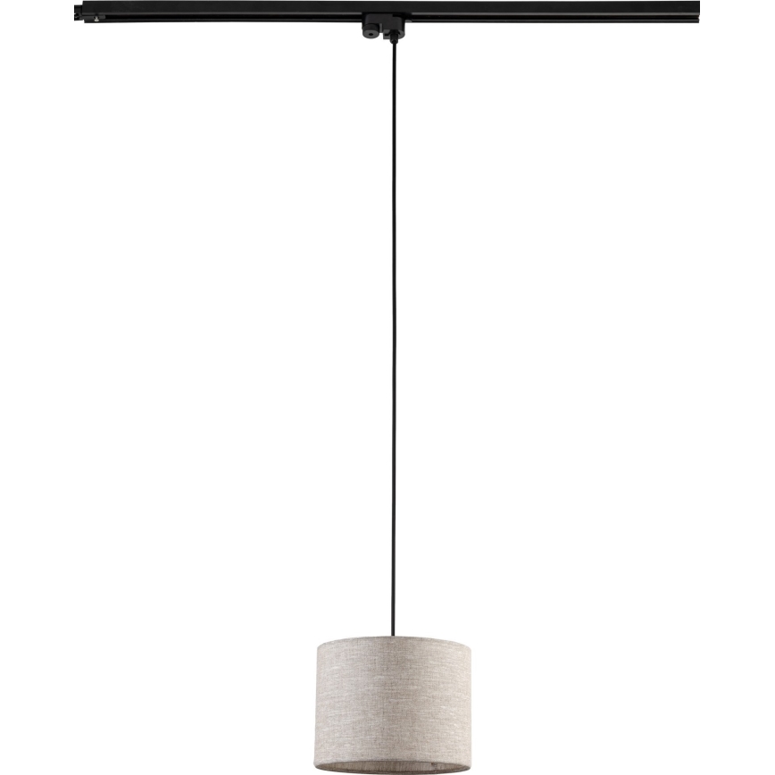 Ljuskrona med textilsladd för 1-fas skensystem TRACER 1xE27/15W/230V diameter 20 cm svart/grå