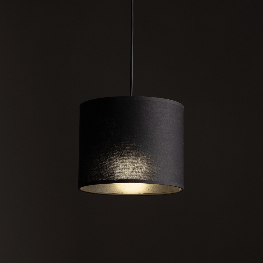 Ljuskrona med textilsladd för 1-fas skensystem TRACER 1xE27/15W/230V diameter 20 cm svart
