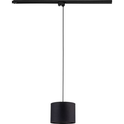 Ljuskrona med textilsladd för 1-fas skensystem TRACER 1xE27/15W/230V diameter 20 cm svart