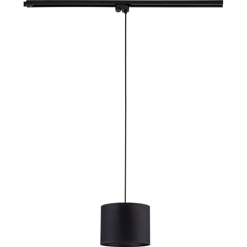 Ljuskrona med textilsladd för 1-fas skensystem TRACER 1xE27/15W/230V diameter 20 cm svart