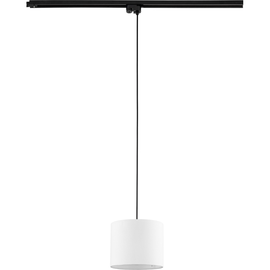 Ljuskrona med textilsladd för 1-fas skensystem TRACER 1xE27/15W/230V diameter 20 cm svart/vit
