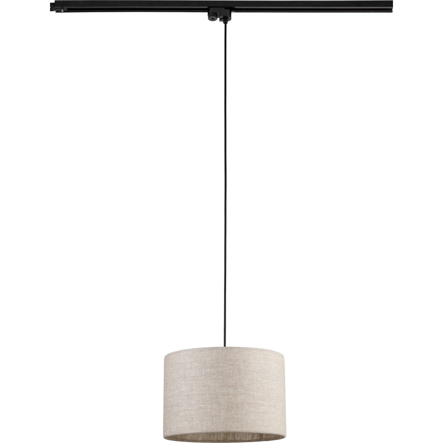 Ljuskrona med textilsladd för 1-fas skensystem TRACER 1xE27/15W/230V diameter 30 cm svart/grå