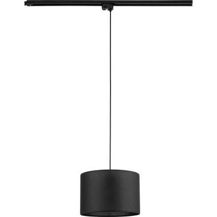 Ljuskrona med textilsladd för 1-fas skensystem TRACER 1xE27/15W/230V diameter 30 cm svart