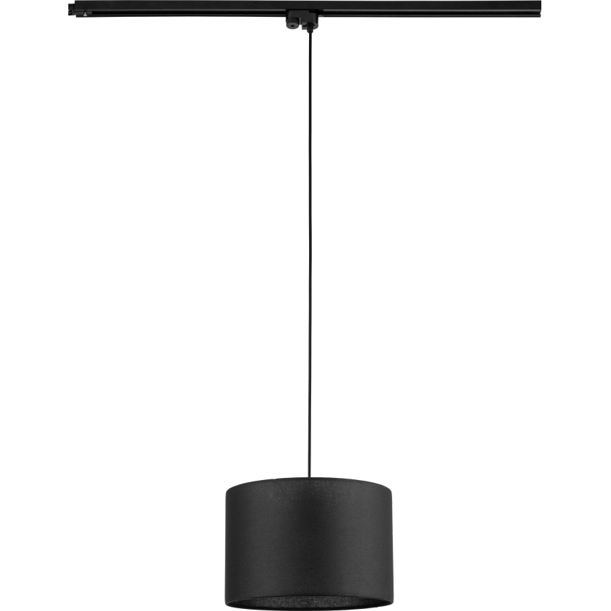 Ljuskrona med textilsladd för 1-fas skensystem TRACER 1xE27/15W/230V diameter 30 cm svart
