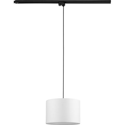 Ljuskrona med textilsladd för 1-fas skensystem TRACER 1xE27/15W/230V diameter 30 cm svart/vit
