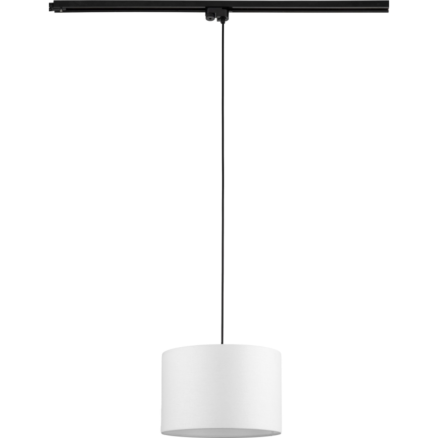 Ljuskrona med textilsladd för 1-fas skensystem TRACER 1xE27/15W/230V diameter 30 cm svart/vit