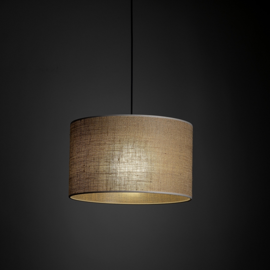 Ljuskrona med textilsladd för 1-fas skensystem TRACER 1xE27/15W/230V diameter 38 cm svart/brun
