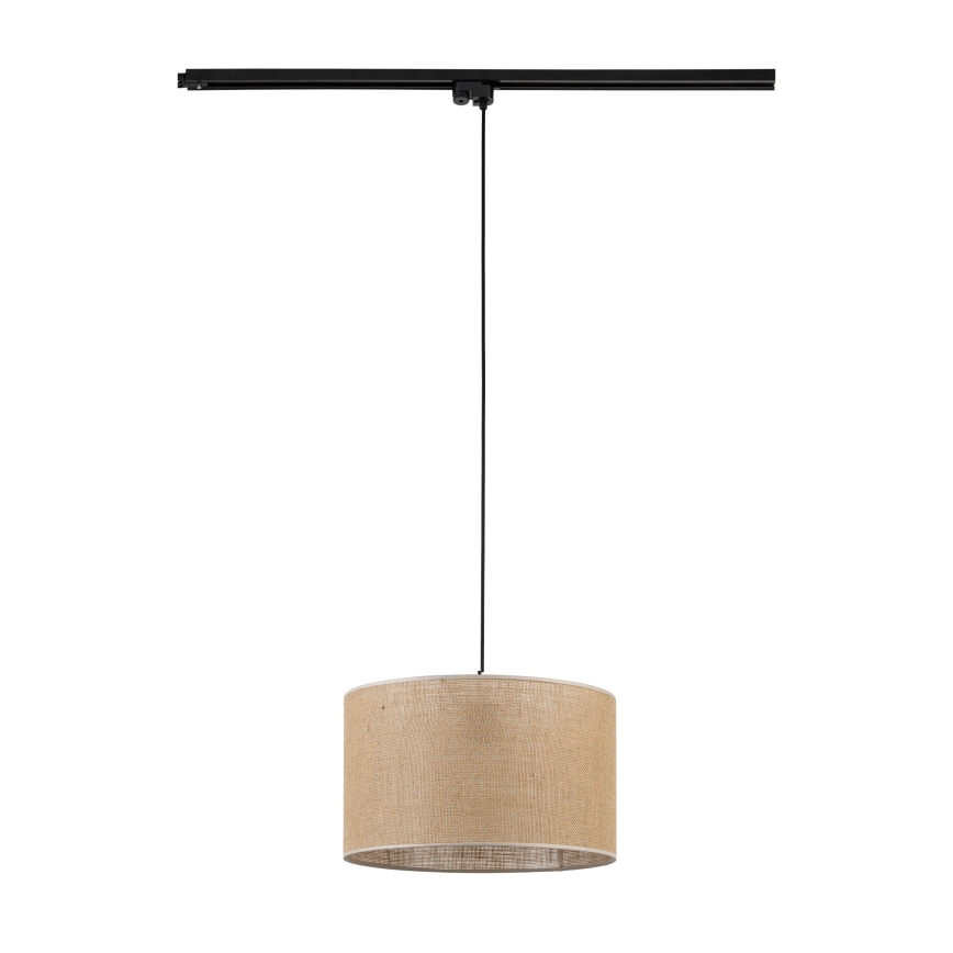 Ljuskrona med textilsladd för 1-fas skensystem TRACER 1xE27/15W/230V diameter 38 cm svart/brun