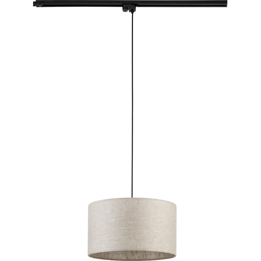 Ljuskrona med textilsladd för 1-fas skensystem TRACER 1xE27/15W/230V diameter 38 cm svart/grå