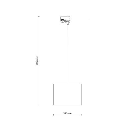 Ljuskrona med textilsladd för 1-fas skensystem TRACER 1xE27/15W/230V diameter 38 cm svart/grå