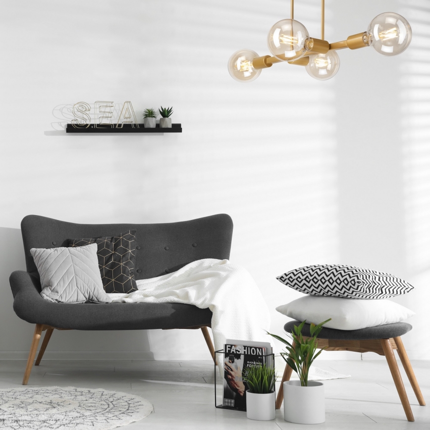 Ljuskrona på stång ASTRID 4xE27/60W/230V guld