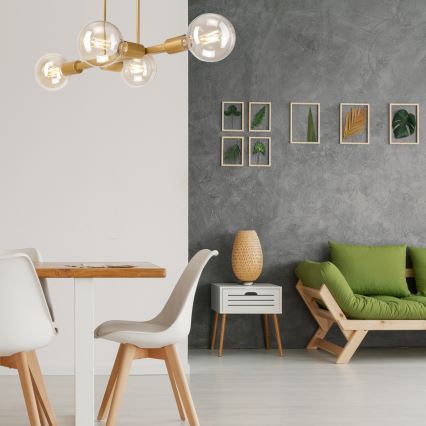 Ljuskrona på stång ASTRID 4xE27/60W/230V guld