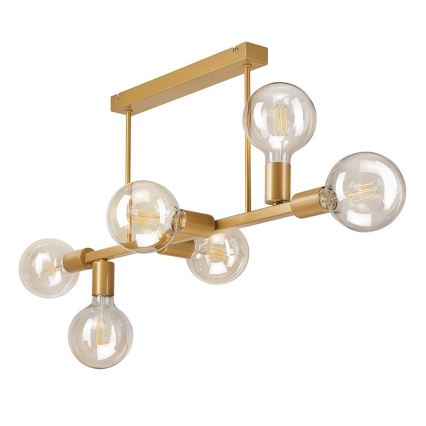 Ljuskrona på stång ASTRID 6xE27/60W/230V guld