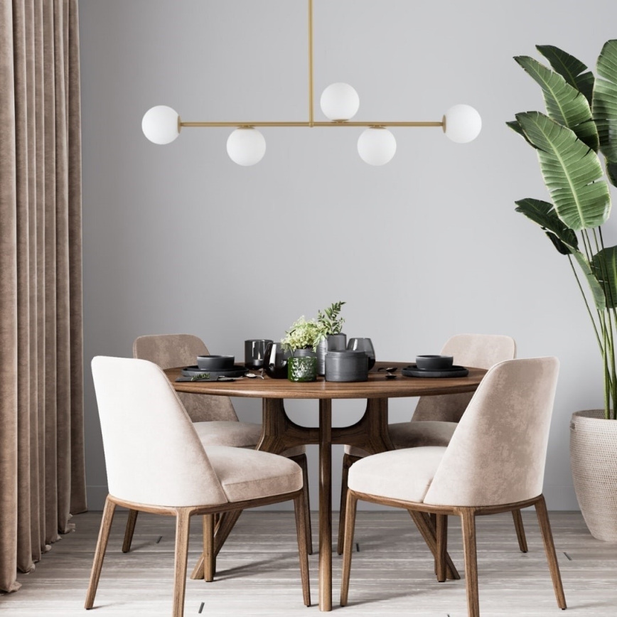 Ljuskrona på stång GAMA 5xG9/12W/230V beige