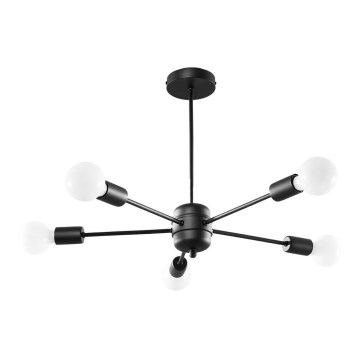Ljuskrona på stång LANGO 5xE27/60W/230V svart