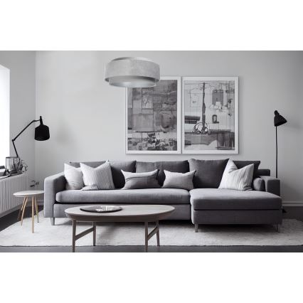 Ljuskrona på vajer DOBLO 1xE27/60W/230V diameter 60 cm grå/silver
