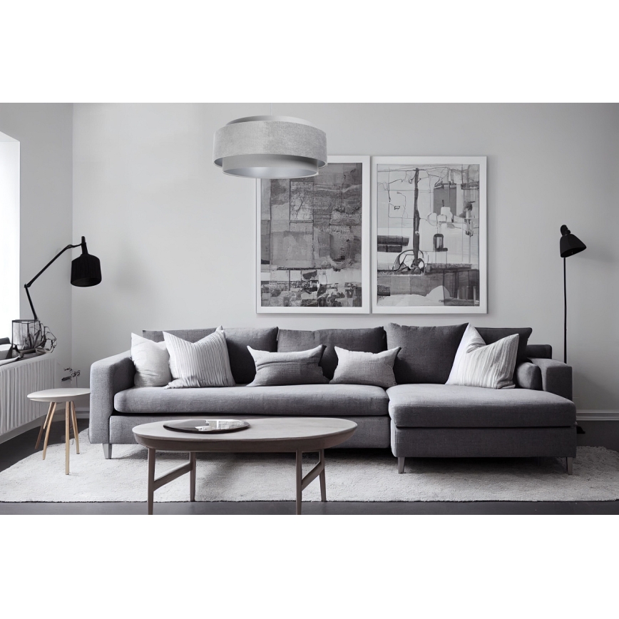 Ljuskrona på vajer DOBLO 1xE27/60W/230V diameter 60 cm grå/silver