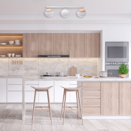Ljuskrona SFERA trä 3xE14/40W/230V vit