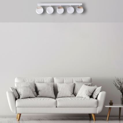 Ljuskrona SFERA trä 5xE14/40W/230V bílá