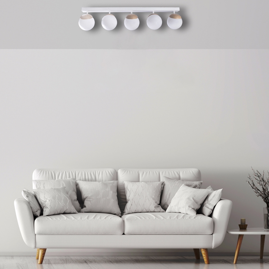 Ljuskrona SFERA trä 5xE14/40W/230V bílá