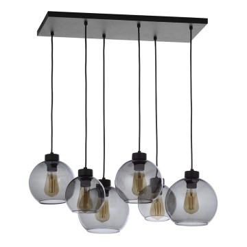 Ljusskrona med upphängningsrem  CUBUS 6xE27/60W/230V svart 