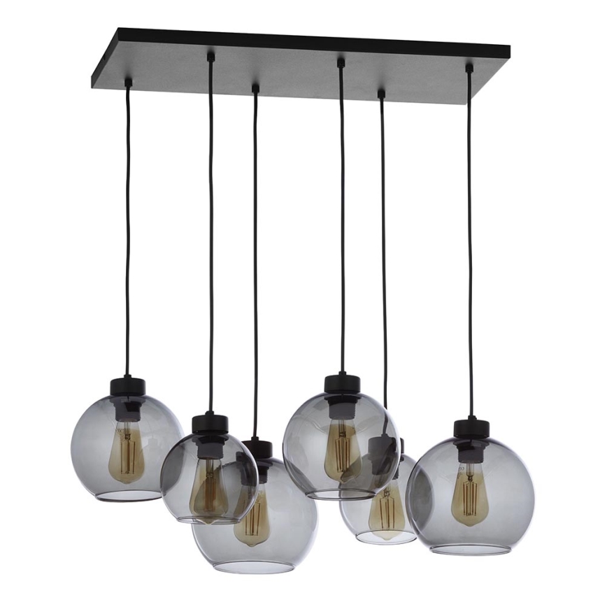 Ljusskrona med upphängningsrem  CUBUS 6xE27/60W/230V svart 