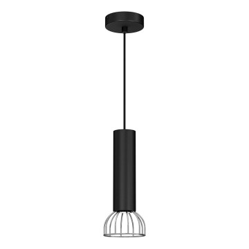 Ljusskrona med upphängningsrem  DANTE 1xGU10/25W/230V svart /blank krom 
