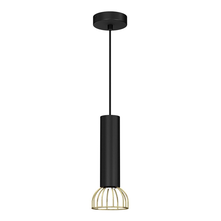 Ljusskrona med upphängningsrem  DANTE 1xGU10/25W/230V svart /gyllene