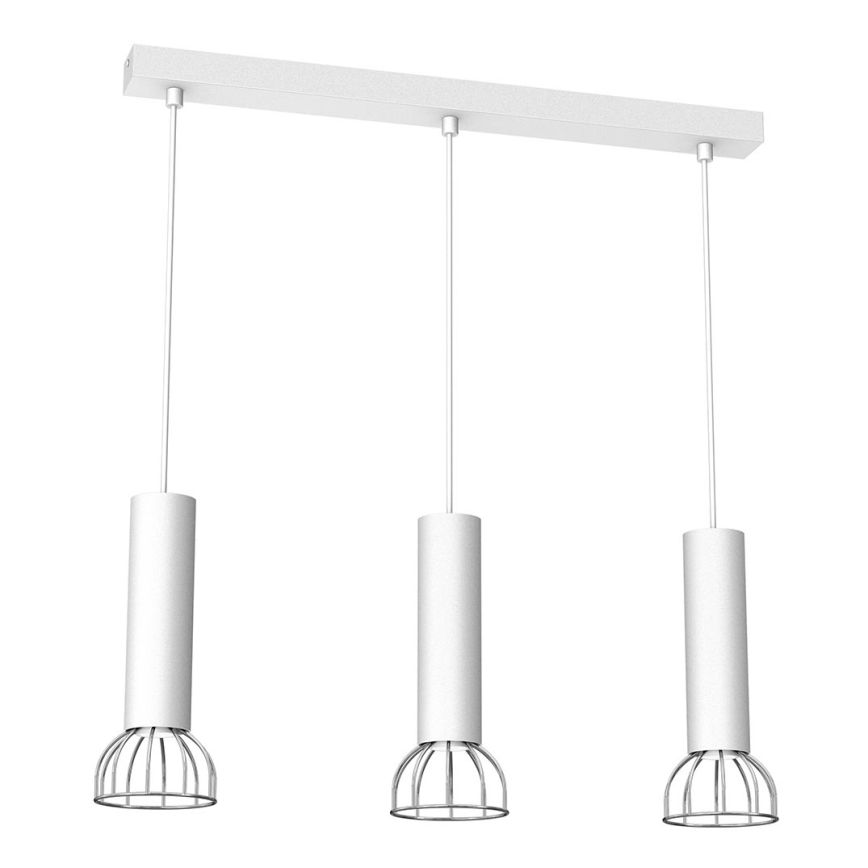 Ljusskrona med upphängningsrem  DANTE 3xGU10/25W/230V vit /blank krom 