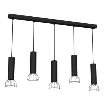 Ljusskrona med upphängningsrem  DANTE 5xGU10/25W/230V svart /blank krom