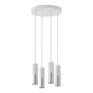 Ljusskrona med upphängningsrem  ELIT 4xGU10/10W/230V vit 