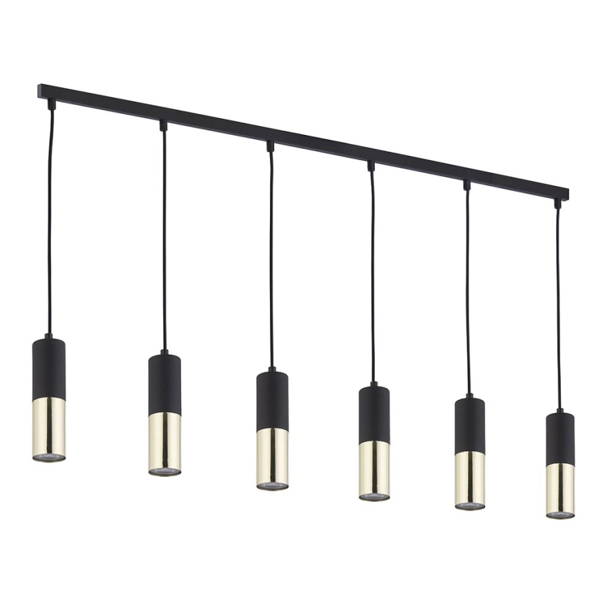 Ljusskrona med upphängningsrem  ELIT 6xGU10/10W/230V svart 