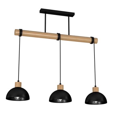 Ljusskrona med upphängningsrem  ERIK 3xE27/60W/230V beige /svart