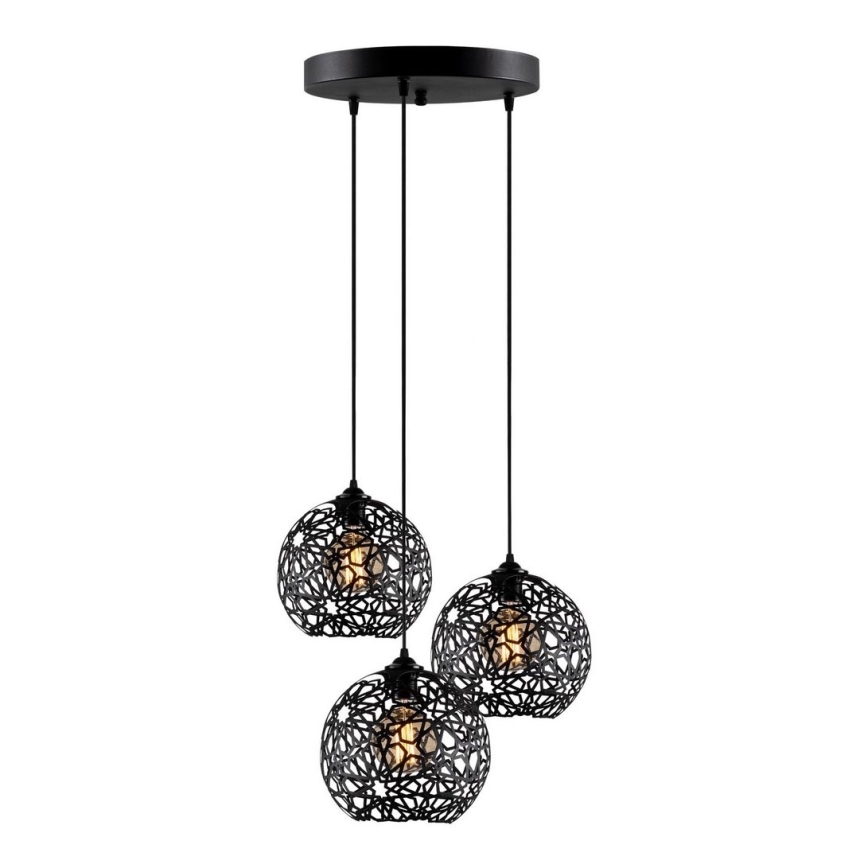 Ljusskrona med upphängningsrem  FELLINI 3xE27/100W/230V