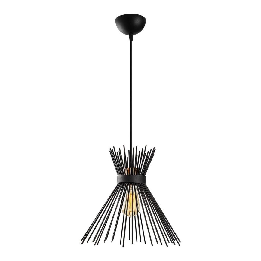 Ljusskrona med upphängningsrem  KIRPI 1xE27/40W/230V svart 