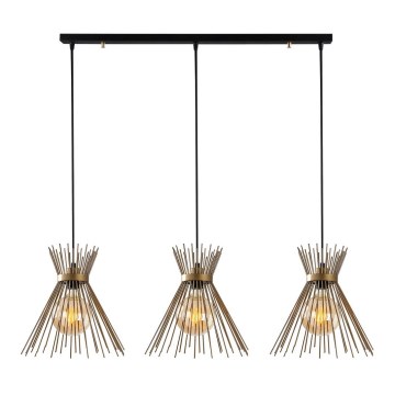 Ljusskrona med upphängningsrem  KIRPI 3xE27/40W/230V gyllene 