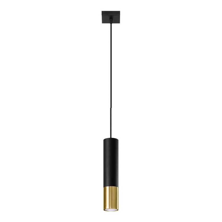 Ljusskrona med upphängningsrem  LOOPEZ 1xGU10/40W/230V svart /gyllene