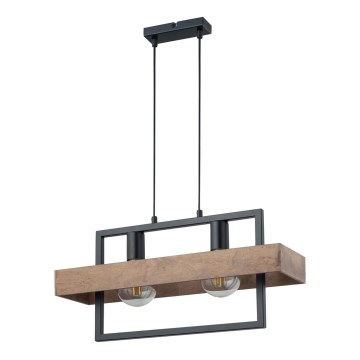 Ljusskrona med upphängningsrem  ROBIN 2xE27/60W/230V trä 