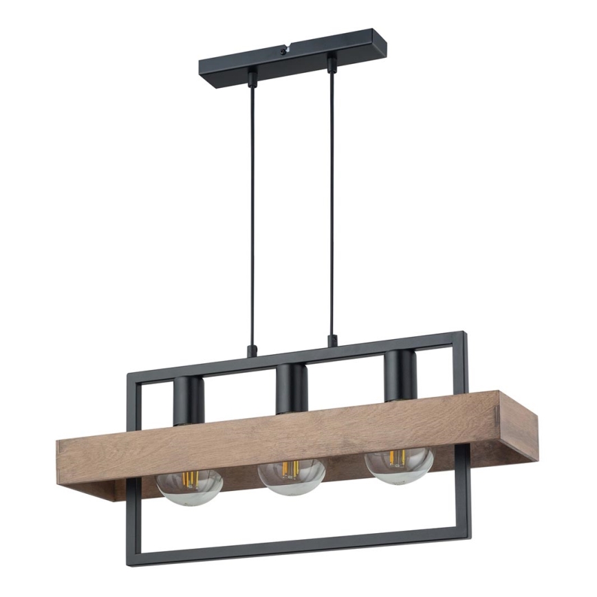 Ljusskrona med upphängningsrem  ROBIN 3xE27/60W/230V trä 