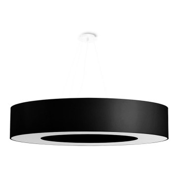 Ljusskrona med upphängningsrem  SATURNO 8xE27/60W/230V diameter  90 cm svart 