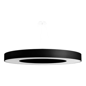 Ljusskrona med upphängningsrem  SATURNO SLIM 8xE27/60W/230V diameter  90 cm svart